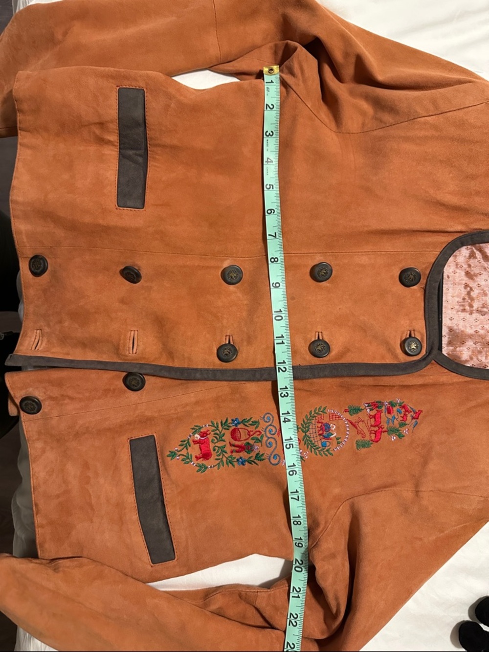 Embroidered Leather Brown Women's Jacket - Picture 8 of 8